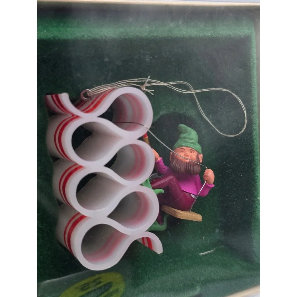 Vintage 80s Hallmark Ornament Elf Artist 1982 Painting Ribbon Candy w/ Box